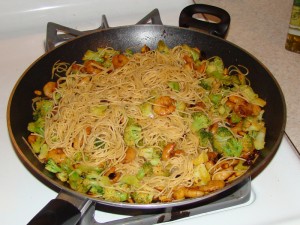 Pine Nuts, Shrimp, & Broccoli Combined With Pasta
