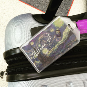 New luggage tags... ready to travel through all of time and space; everywhere and anywhere.