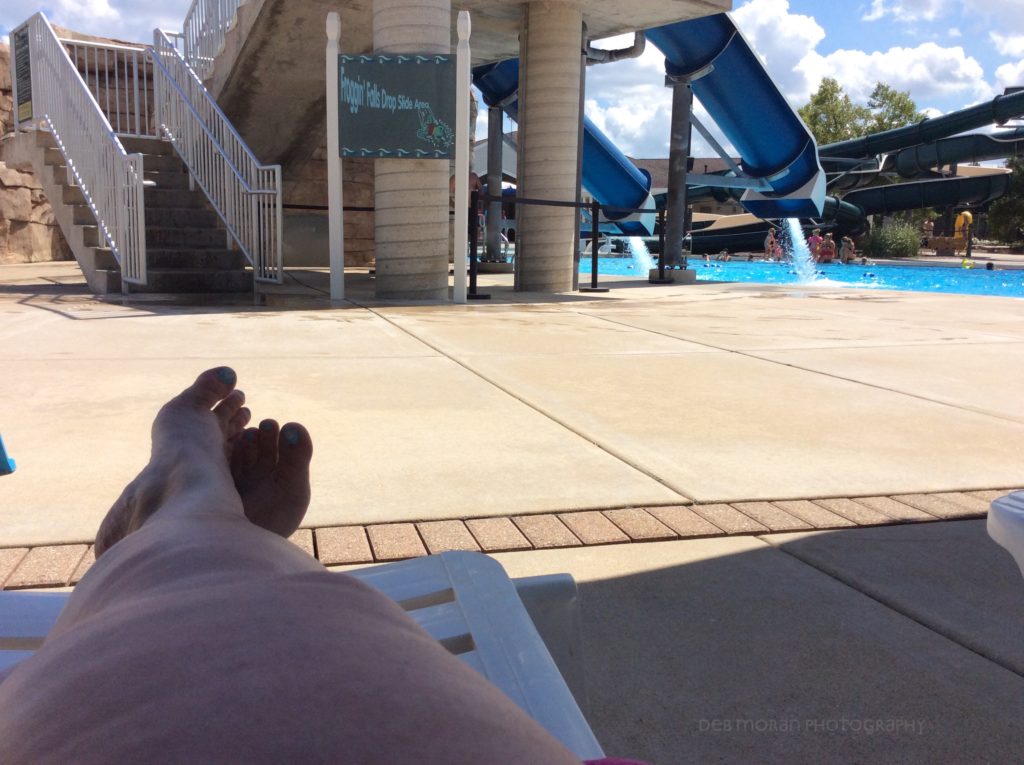 Lounging poolside in a surprisingly up crowded pool for the last forecasted sunny day of summer vacation. 