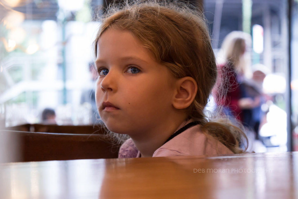 This is Olivia, my friend Jodi's daughter. We were sitting at our table after lunch at Bubby's, and I had to snap a candid. How adorable is she?!